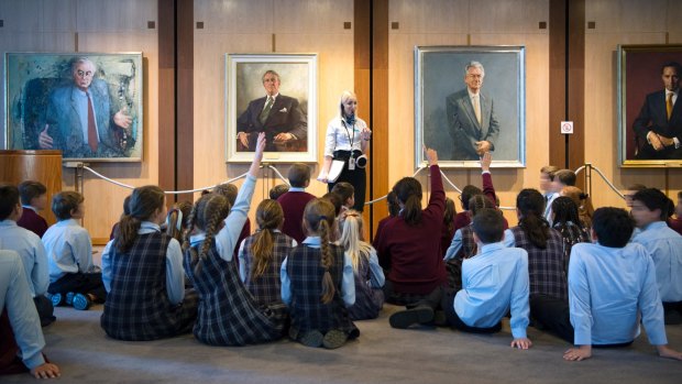 Students on a tour of Parliament House, Canberra