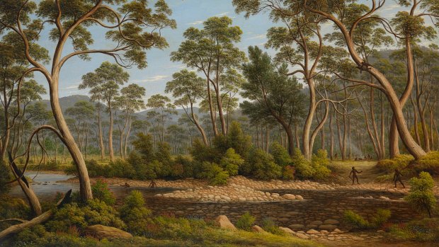 John Glover, The River Nile, Van Diemen's Land, from Mr Glover's farm, 1837 (detail), oil on canvas.