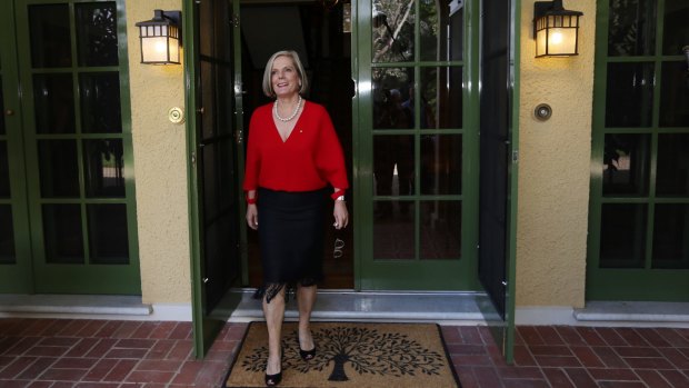 Lucy Turnbull shows off the restored Lodge in Canberra. 