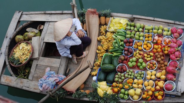 A floating market in Vietnam.