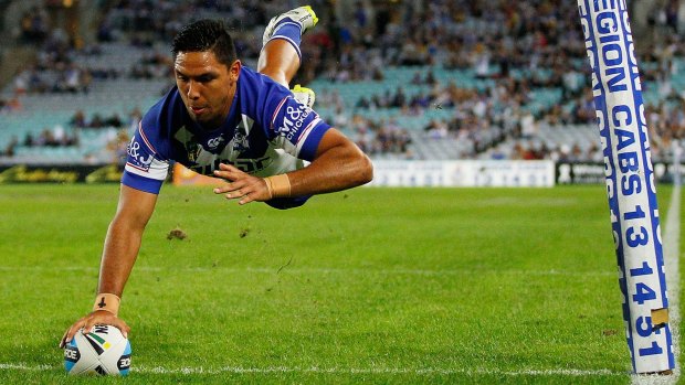 Flying high: Bulldogs winger Curtis Rona sits on top of the NRL try-scorers list.