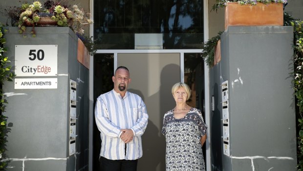 Neighbours Gerard Jenkins and Terez McGivern have been asked to remove pot plants near the front door to their building.  