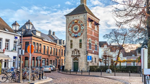 Zimmer tower (Zimmertoren) with astronomical clock in Lier, Flanders.