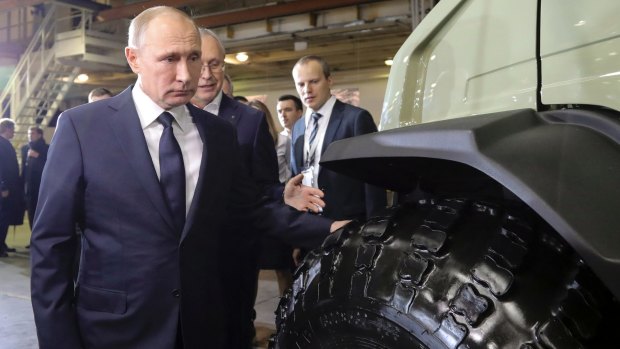 Russian President Vladimir Putin announced his intention to seek re-election for a record term at the GAZ factory in Nizny Novgorod, Russia.