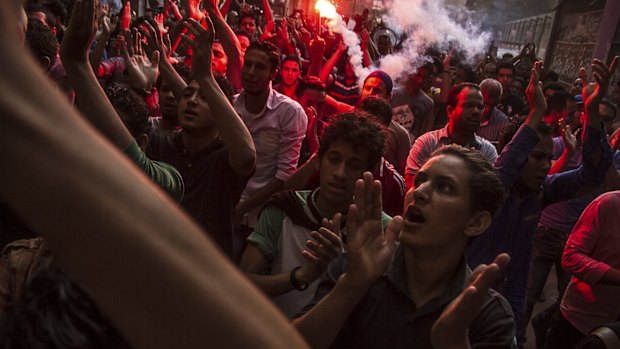 Muslim Brotherhood supporter stage a mass protest in Cairo on June 30.