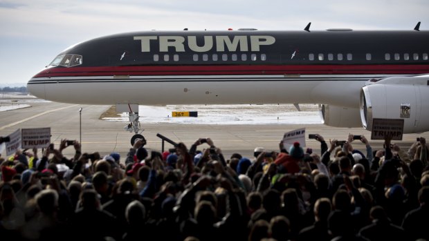 The private Boeing 757 jet owned by Donald Trump makes a bold statement of wealth and power.