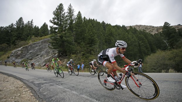 Riders descend during the Tour of Utah. A sickening crash has injured three cyclists on a sharp bend on the final stage.