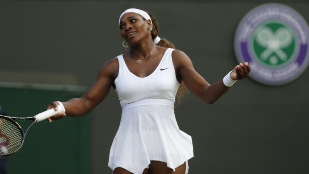 Serena Williams during the third round of last year's Wimbledon when she was bundled out by Alize Cornet of France.