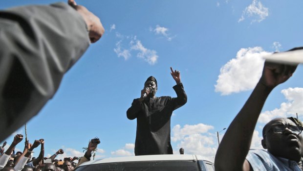 Opposition leader Raila Odinga addresses his supporters in Nairobi, Kenya, on Tuesday.