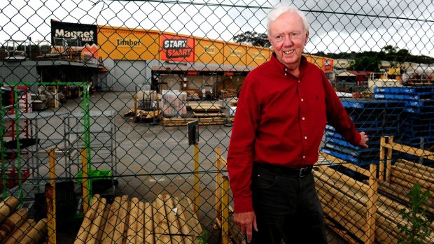 Magnet Mart founder Paul Donaghue outside the Queanbeyan store in 2010 after he sold the chain to Woolworths.