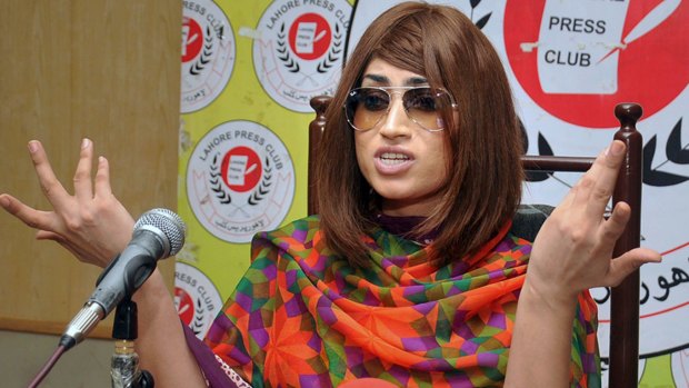 Qandeel Baloch, pictured here on June 28, at a press conference in Lahore, Pakistan. 