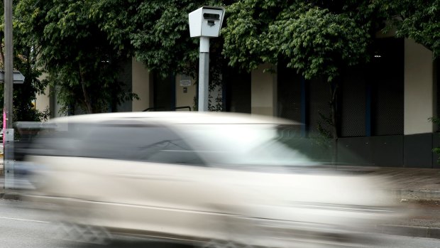 A fixed speed camera at the Kings Way-Park St intersection in South Melbourne.