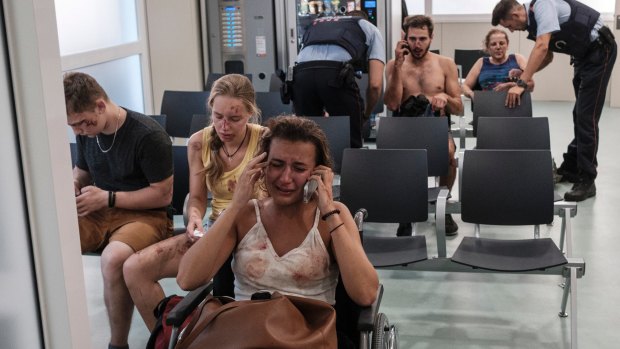 Some of the pedestrians injured when a van drove through crowds on Las Ramblas, Barcelona's most famous street.