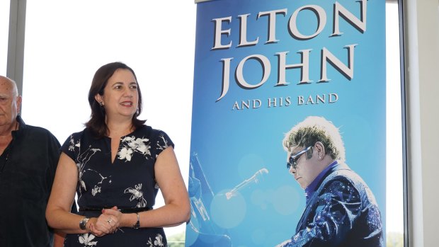 Premier Annastacia Palaszczuk announces Elton John's regional Queensland tour dates in February 2017.