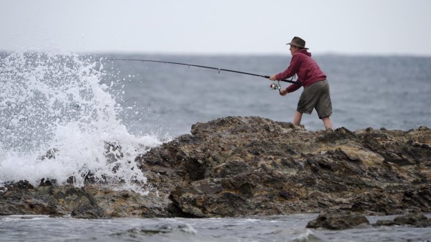 Throw a line in: Amateur fishermen have tried their luck at rock fishing along the south coast this summer. 