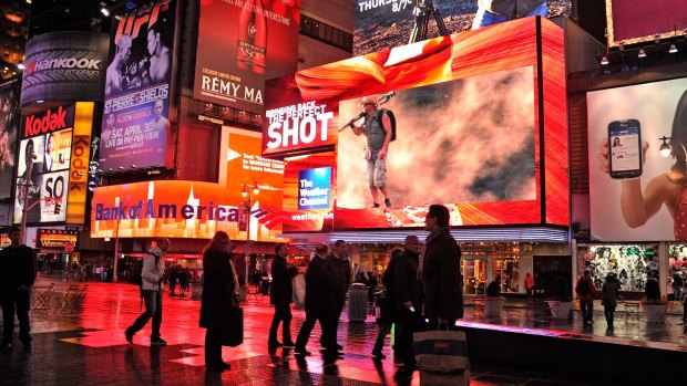 New York's Times Square's bright lights  are held up as an example of what Sydney could aspire to.