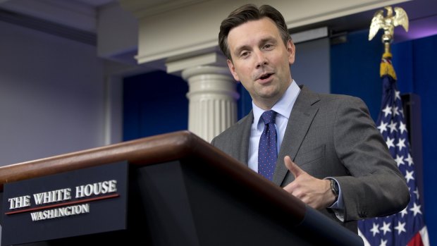 White House press secretary Josh Earnest speaks during a daily news briefing at the White House.
