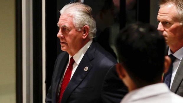 US Secretary of State Rex Tillerson arrives for his bilateral meeting with China on the sidelines of the Southeast Asian Nations meeting.