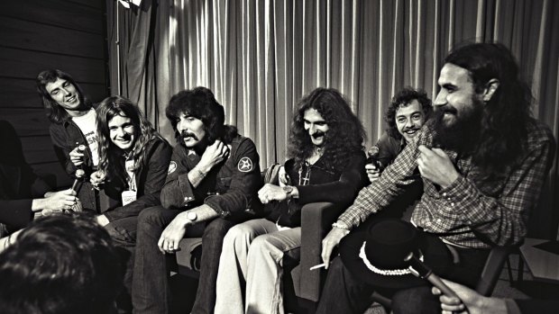 On tour: Black Sabbath meet the Sydney press.