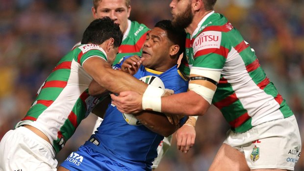 Busy night: Chris Sandow of the Eels.