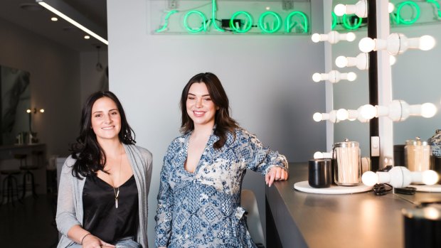 Saloon owners Sarah Wright and Jaki Bradley inside the Braddon blow dry bar.