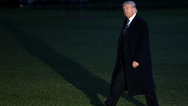 Donald Trump arrives back at the White House on Saturday after attending a fundraising event in New York.