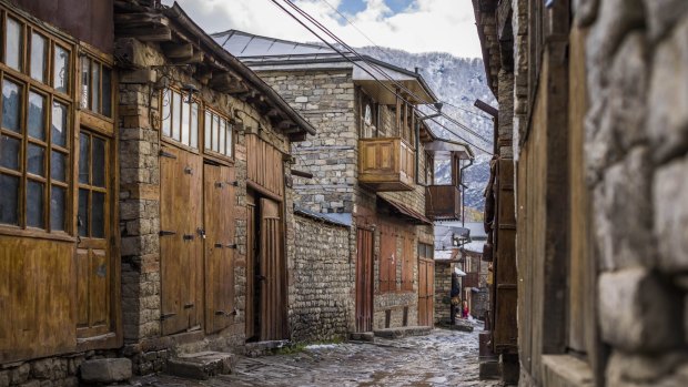 The cobblestone streets of Lahic.