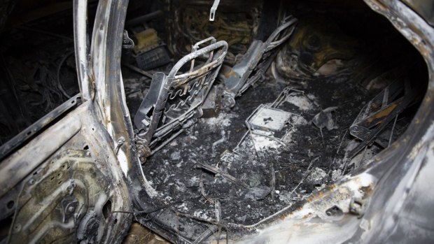 The inside of the car involved in the bombing.