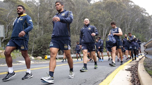 Brumbies coach Stephen Larkham dropped the squad on the side of the road and made them walk back to the team's Thredbo base.