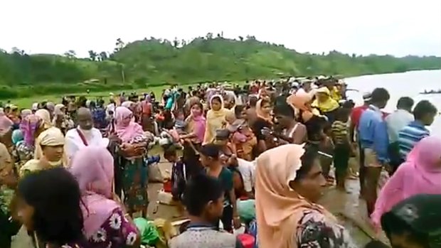 Video released by Arakan Rohingya National Organisation shows Rohingya fleeing to Bangladesh.