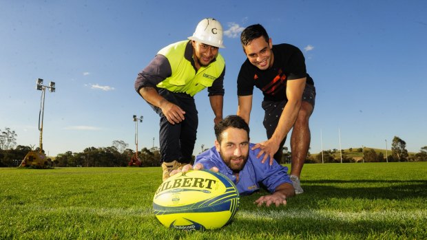 Isaac Thompson, centre, has a chance to play for a Brumbies contract.
