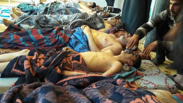 Victims of the suspected chemical weapons attack are treated in Khan Sheikhoun, Idlib, Syria on April 4.