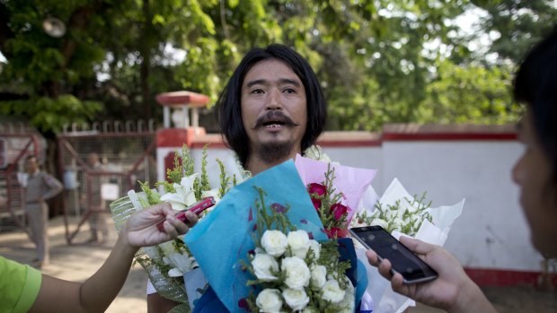 Kachin activist Patrick Kum Ja Lee who was released from  Insein prison in Yangon earlier this month after serving six months for sharing a post poking fun at Myanmar's arm chief. 