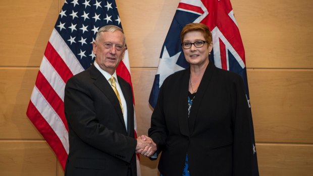 US secretary for defence James Mattis and Defence Minister Marise Payne.