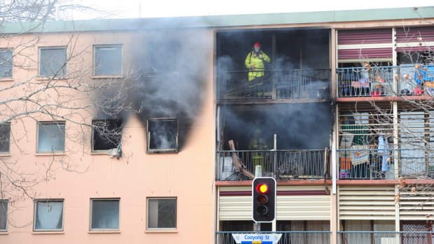 ACT Fire and Rescue at the scene of the Bega Court fire on June 25, 2013.