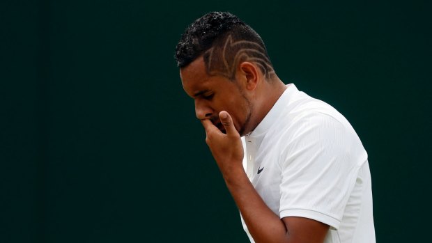 Down and out: Nick Kyrgios.