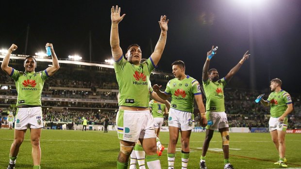 Green machine: Canberra have kicked into gear at finals time.