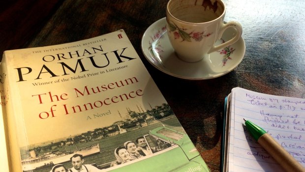 Reading Orhan Pamuk over a Turkish coffee after visiting the museum.