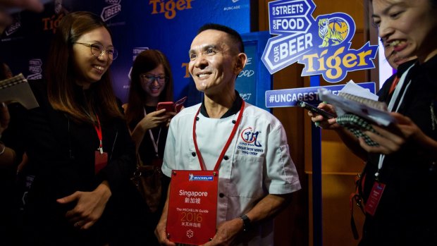 Chan Hon Meng, owner of Hong Kong Soya Sauce Chicken Rice & Noodle hawker stall, is awarded one star.
