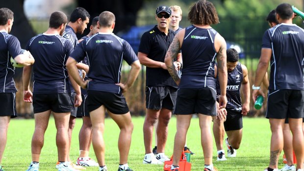 Under instruction: Kiwis coach Stephen Kearney lays down the law at the Kiwis training.