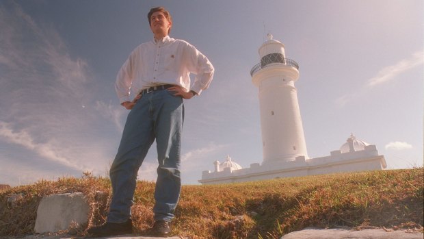 A younger Mr Lesser, pictured at the Macquarie lighthouse, lost his father to suicide when he was 20 years old.