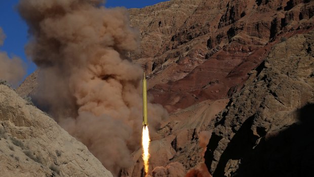 A Qadr-H long-range ballistic surface-to-surface missile is fired by Iran's Revolutionary Guard on Wednesday.