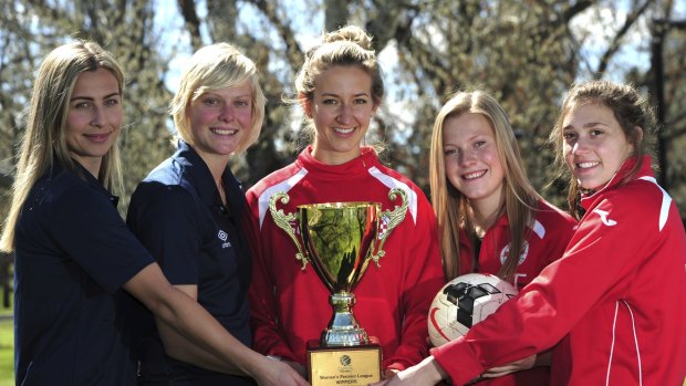 Grace Gill, centre, will lead Canberra FC in the grand final on Sunday.