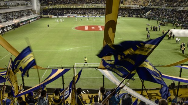 Boca Juniors football team fans during a match between Boca and the Brasilian in Buenos Aires.