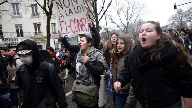 Protesters in Paris vent their feelings. 