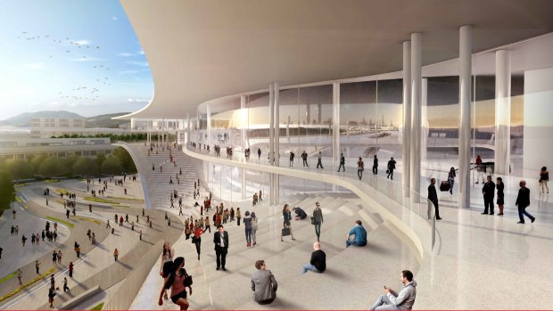 A 2015 artist's impression of the proposed convention centre, the Australia Forum, designed by Italian architect Massimiliano Fuksas.