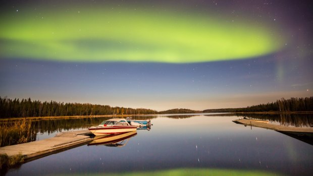 The aurora borealis, or northern lights, is a common sight in Yellowknife, especially in winter.