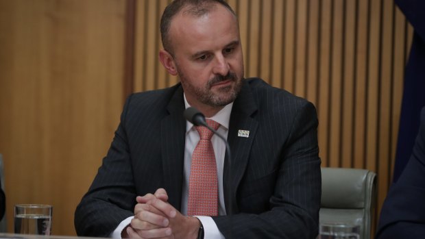 ACT Chief Minister Andrew Barr addresses the media during a joint press conference after the Council of Australian Governments (COAG) meeting at Parliament House in Canberra on Friday.