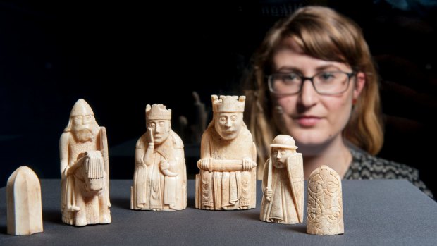 British Museum creator Belinda Crerar with the Lewis Chessmen, found unexpectedly on a beach on the Isle of Lewis in Scotland in 1831. They found fresh fame after their inclusion in the 2001 film adaptation of Harry Potter and the Philosopher's Stone.