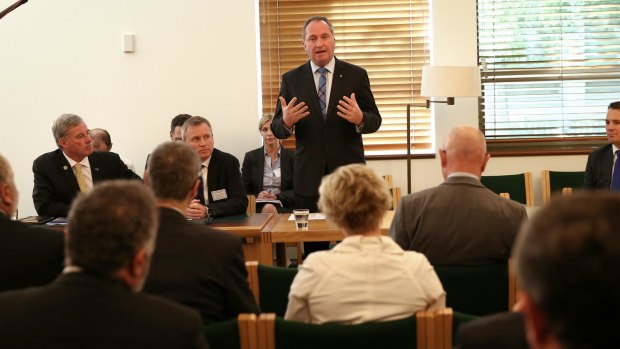 Barnaby Joyce hosts the National Water Infrastructure Roundtable at Parliament House in October.